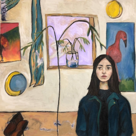 Natalie Jauregui Ortiz, Sun to Sun II, 2019. Oil and charcoal on canvas, 36” x 36”