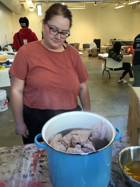 Image of student using natural dye
