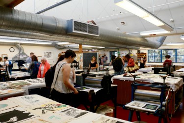 The printmaking studio during Open Studios