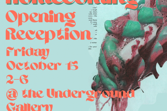 Homecoming, student art exhibition flyer