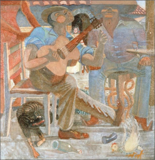 Eduardo Carrillo, La Paranda, 1983. Oil, 50" x 50"