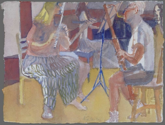 Eduardo Carrillo, Quartet, 1992. Watercolor, 15” x 20.5”