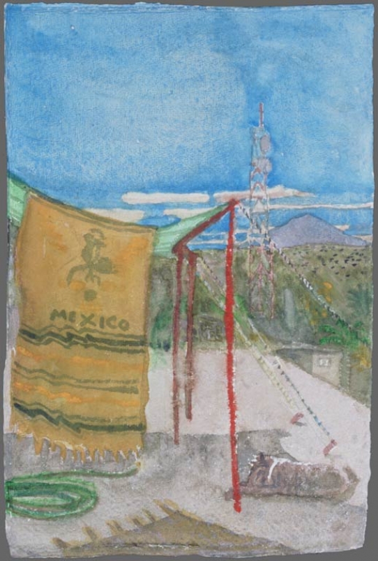Eduardo Carrillo, San Ignacio Mexican Blanket, 1990. Watercolor, 11.25" x 7.5"