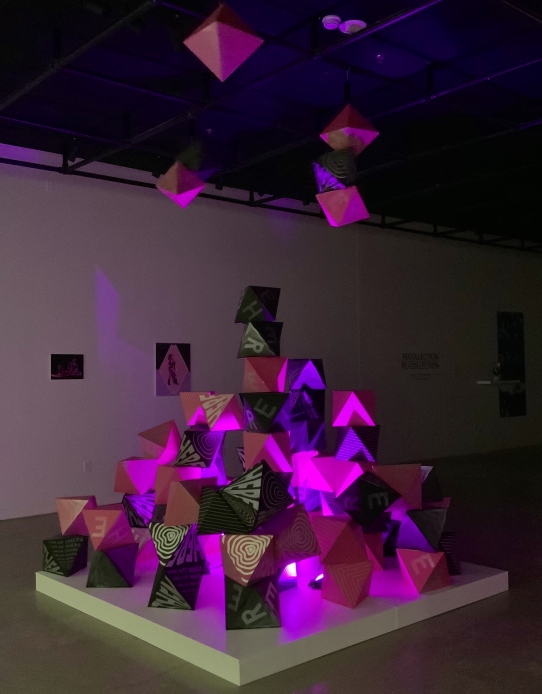 Ash Armenta (Porter ‘11 ), I See Us Here, 2021. Installation of folded dimensional screenprints at the University of Wisconsin-Madison