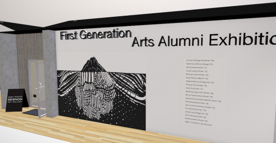 First Generation Arts Alumni virtual exhibition exterior of 3D model