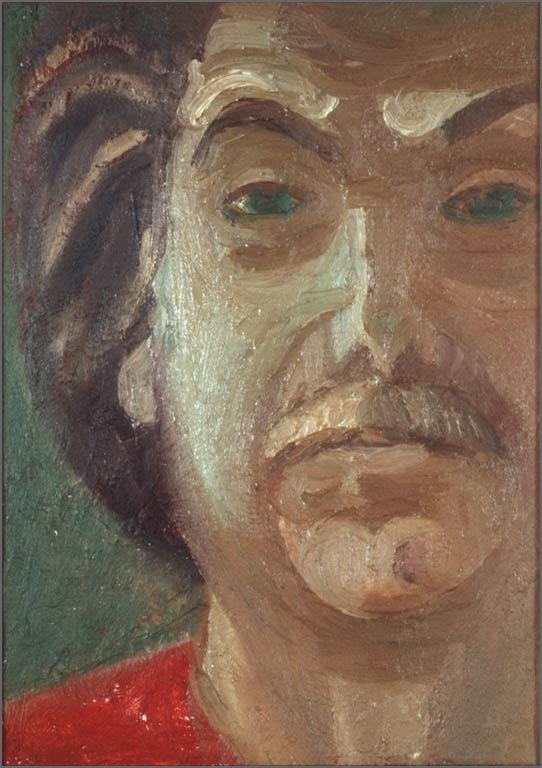 Eduardo Carrillo, Partial Self Portrait, N.D. Oil, 9.5" x 13.75"