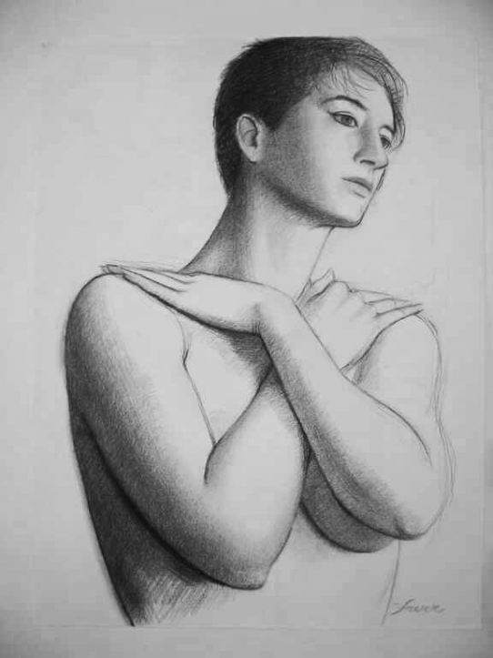 Charles Griffin Farr, Untitled (Woman with arms crossed). Graphite on paper.