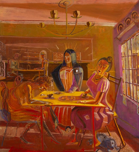 Eduardo Carrillo, Three Women of Tepeyac, 1993. Oil on linen, 48"x54"